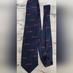 General Dynamics Electrical Boat Division Blue Necktie With Red Submarine Print
